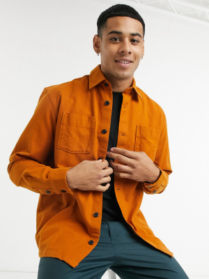 Selected Homme Overshirt Jacket In Orange