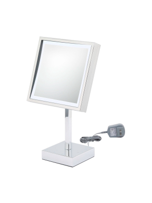 Single Sided Square Led Standing 3x Magnified Makeup Bathroom Mirror