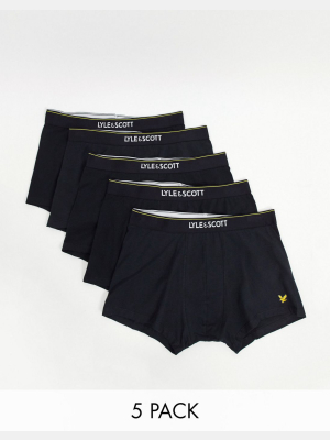 Lyle & Scott 5 Pack Logo Waistband Boxer Briefs In Black