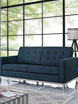 Florence Knoll Style Fabric Loveseat