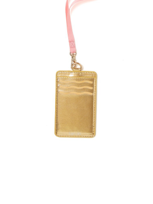 Keep It Close Card Case With Lanyard - Metallic Gold