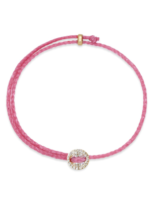 Adjustable Gold Signature Bracelet In Hot Pink With Diamonds