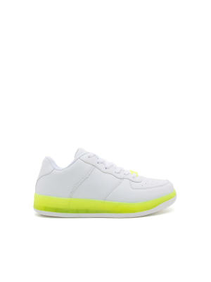 Noma-01 White Neon Yellow Lace Up Sneakers