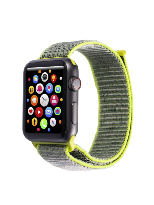 Insten Soft Woven Nylon Band For Apple Watch 38mm 40mm All Series Se 6 5 4 3 2 1, For Women Men Girls Boys Replacement Strap, Bright Yellow