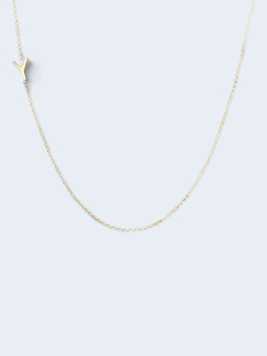 "y" Alphabet Letter Necklace In Yellow Gold