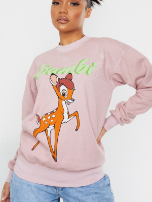 Pink Bambi Printed Sweatshirt