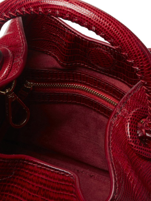 Baozi Lizard Embossed Leather Red