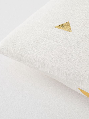 Flax & Symbol Pillow Cover - Gold Triangles