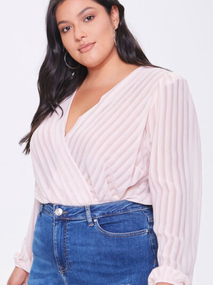 Plus Size Shadow Striped Bodysuit