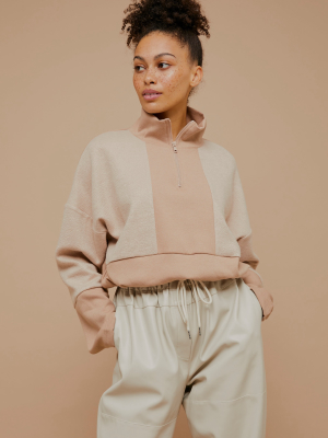 Stone Fleece Panel Funnel Sweatshirt