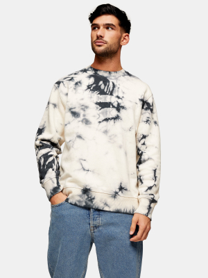 Black And Ecru Tie Dye Sweatshirt