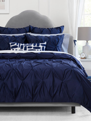 Navy Blue Valencia Pintuck Duvet Cover