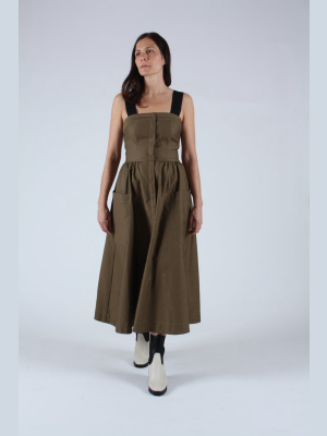 Kizette Cotton Twill Dress Olive