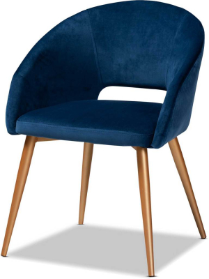 Victor Velvet Fabric Upholstered Dining Chair Navy/gold