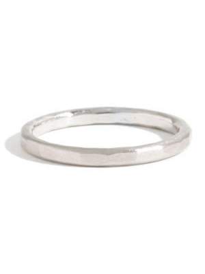 Hammered Texture 2mm Band - 18 Karat White Gold