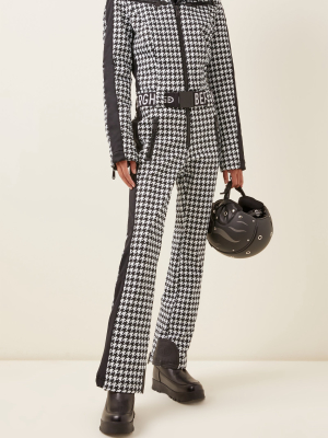 France Fur-trimmed Houndstooth Down Ski Suit