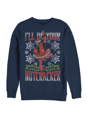 Men's Marvel Christmas Deadpool Nutcracker Sweatshirt