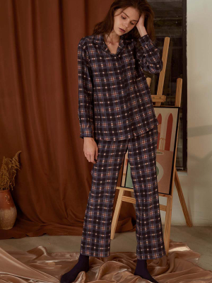 Blueberry Scone Printed Silk Crepe Pajama Set