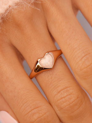 Stone Heart Signet Ring