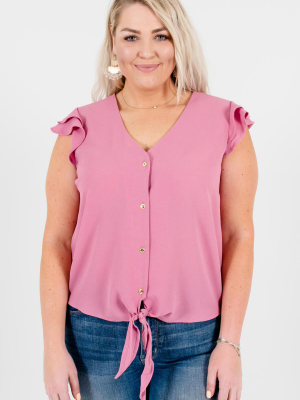 Think Pink Mauve Tie-front Shirt