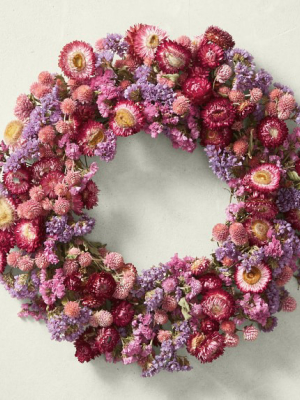 Pink Strawflower Wreath, 15"