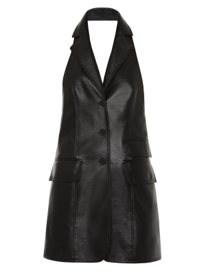 Eco Leather Bare Back Tailored Vest