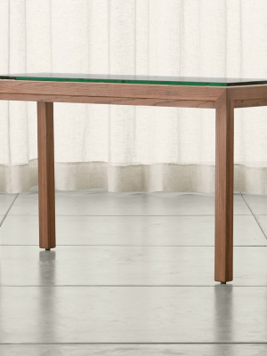 Parsons Clear Glass Top/ Elm Base 48x16 Console