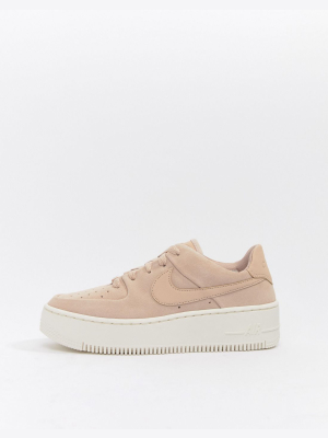 Nike Air Force 1 Sage Pale Pink Suede Trainers