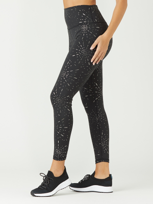 High Power Legging Print: Black Stardust Gloss