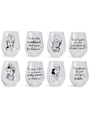 Just Funky The Golden Girls Stemless Wine Glass Collectible Set Of 4| Each Holds 16 Ounces