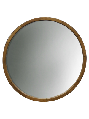 Round Decorative Wall Mirror Wood Barrel Frame - Threshold™