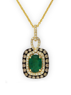 Gemma Emerald, Cognac & White Diamond Pendant