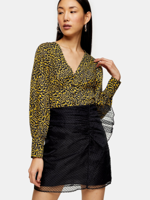 Yellow Animal Print Corset Tea Top