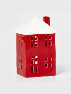 Tall Ceramic House Decorative Figurine Red - Wondershop™