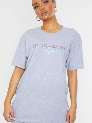 Grey Santa Monica Printed T Shirt