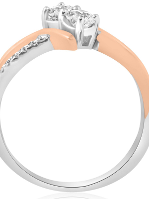 Pompeii3 5/8ct Forever Us 2 Stone Diamond Ring 14k White & Rose Gold