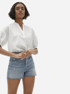 The Split-neck Puff-sleeve Air Shirt