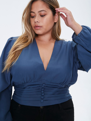 Plus Size Pintucked Crepe Top