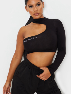 Prettylittlething Black Embroidered Cut Out...