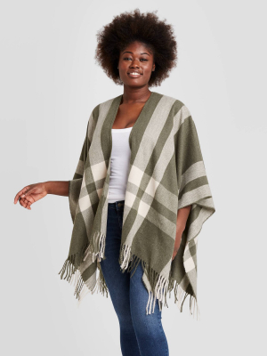 Women's Plaid Ruana Kimono Jacket - Universal Thread™ Green