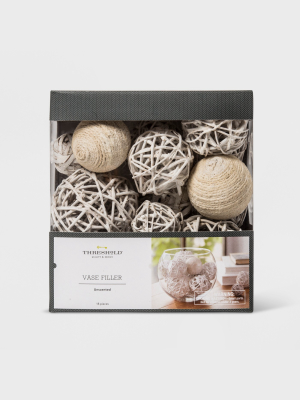 Unscented Jute Rope And Twig Balls Vase Filler White - Threshold™