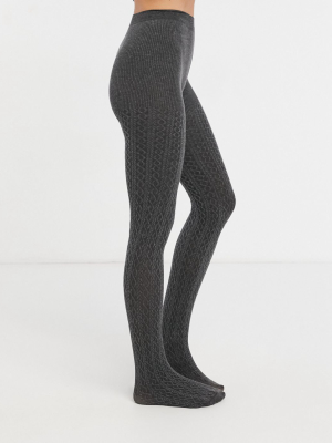 Lindex Eco Cable Knit Tights In Gray