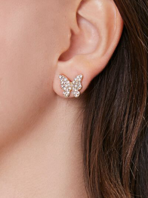 Rhinestone Butterfly Stud Earrings