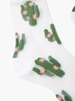 Sheer Cacti Crew Socks