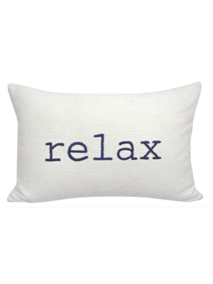 Relax Embroidered Lumbar Throw Pillow Cream/navy - Threshold™