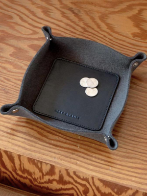 Leather & Wool Valet Tray - Charcoal