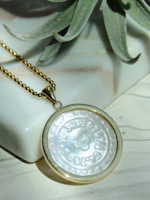 Bermuda Coordinates Mother Of Pearl Pendant