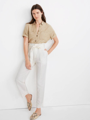 Linen-blend Paperbag Pants