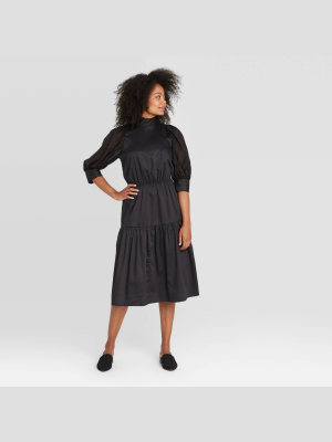 Women's Organza Puff 3/4 Sleeve Dress - Prologue™