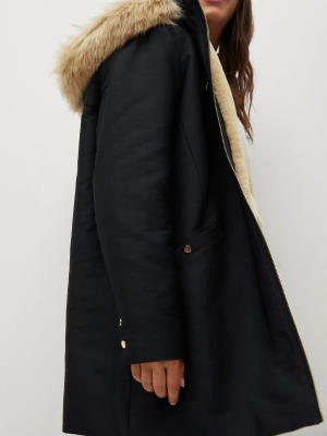 Faux Fur Hooded Coat